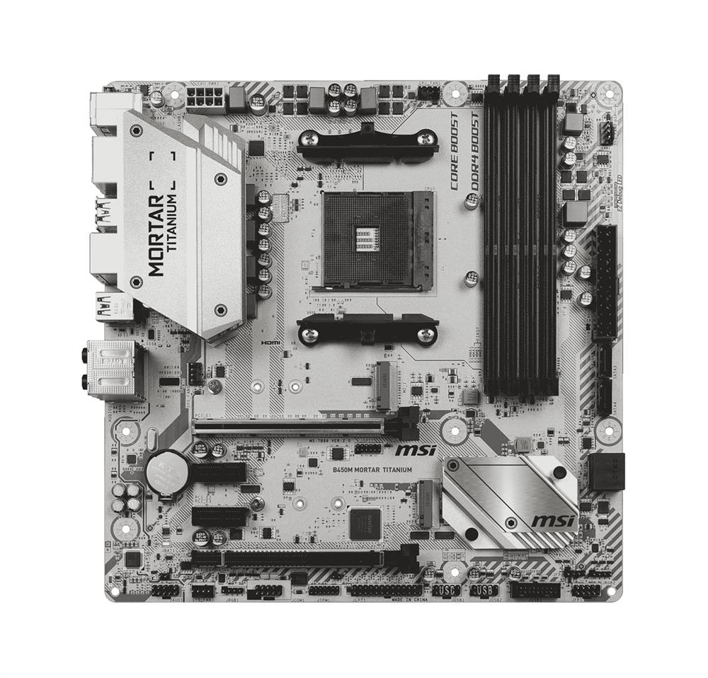 B450M MORTAR TITANIUM MSI Socket AM4 AMD B450 Chipset AMD Ryzen 7 Processors Support DDR4 4x DIMM 4x SATA3 Micro-ATX Motherboard (Refurbished)