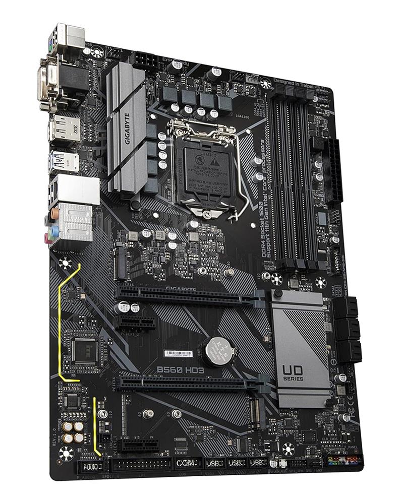 B560 HD3 Gigabyte Socket LGA 1200 Intel B560 Chipset Intel Core i9 / i7 / i5 / i3 / Pentium / Celeron Processors Support DDR4 4x DIMM 6x SATA 6.0Gb/s ATX Motherboard (Refurbished)
