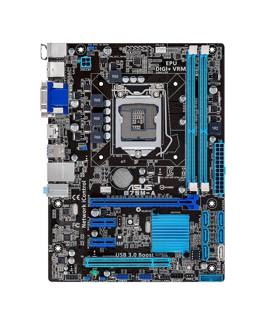 B75M-A-DDO ASUS B75M-A Socket LGA 1155 Intel B75 Chipset 3rd/2nd Generation Core i7 / i5 / i3 / Pentium / Celeron Processors Support DDR3 2x DIMM 5x SATA 3.0Gb/s mATX Motherboard (Refurbished)