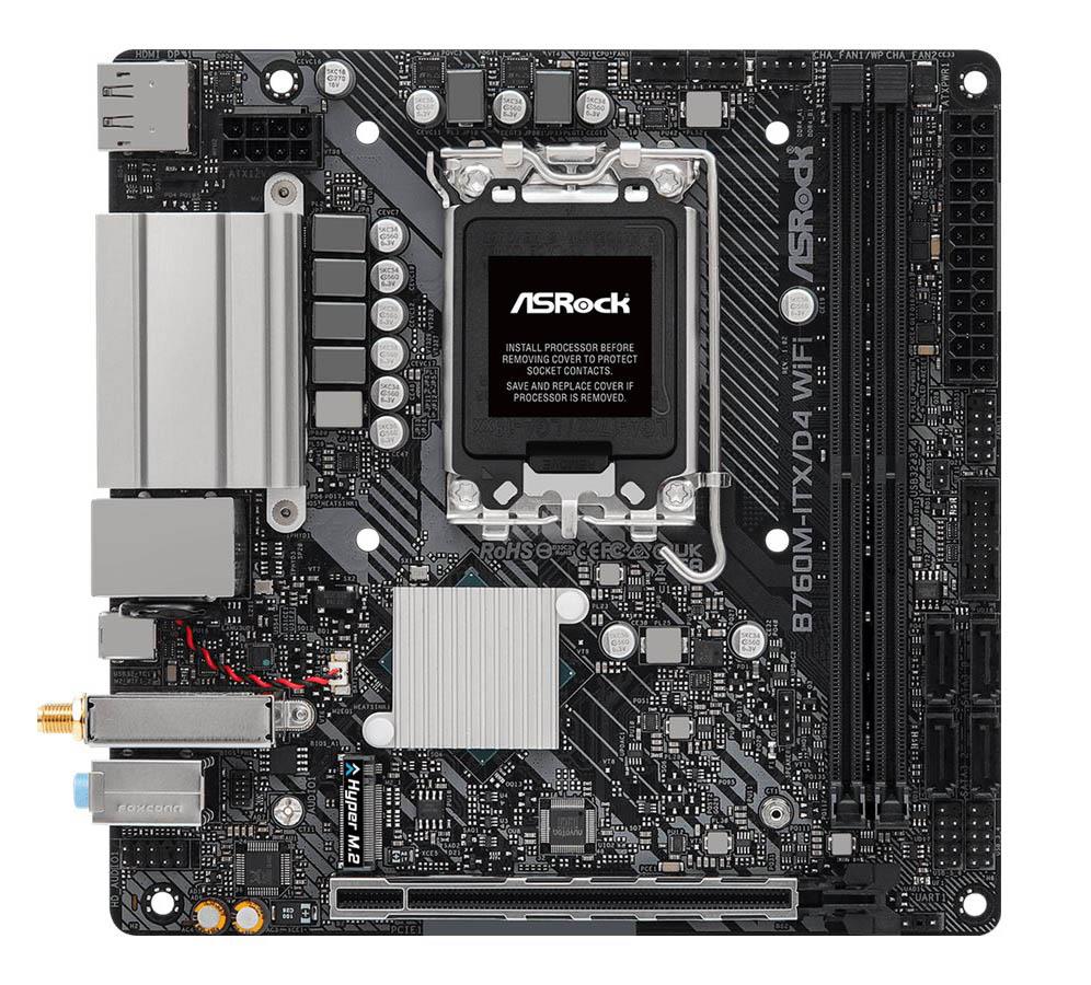 B760M-ITX/D4 WiFi ASRock Socket LGA 1700 Intel B760 Chipset 13th/12th Generation Core Processors Support DDR4 2x DIMM 4x SATA 6.0Gb/s Mini-ITX Motherboard (Refurbished)