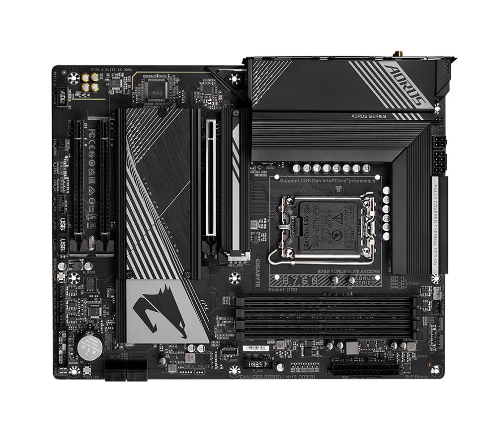 B760MAORUSELITEAX(rev. 1.0) Gigabyte B760M AORUS ELITE AX Socket LGA 1700 Intel B760 Chipset 13th/12th Generation Core / Pentium Gold / Celeron Processors Support DDR5 4x DIMM 4x SATA 6.0Gb/s Micro-ATX Motherboard (Refurbished)