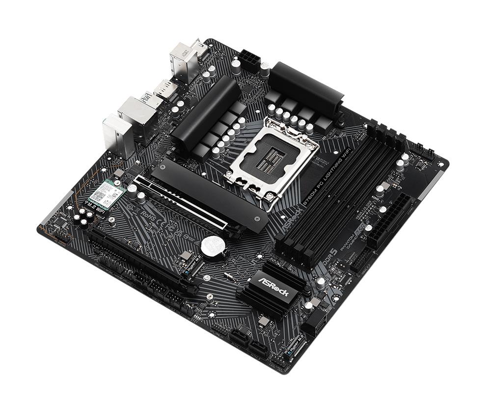 B760M PG Lightning WiFi ASRock Socket LGA 1700 Intel B760 Chipset 14th/13th and 12th Generation Intel Core Processors Support DDR5 4x DIMM 4x SATA3 6.0Gb/s Micro-ATX Motherboard (Refurbished)