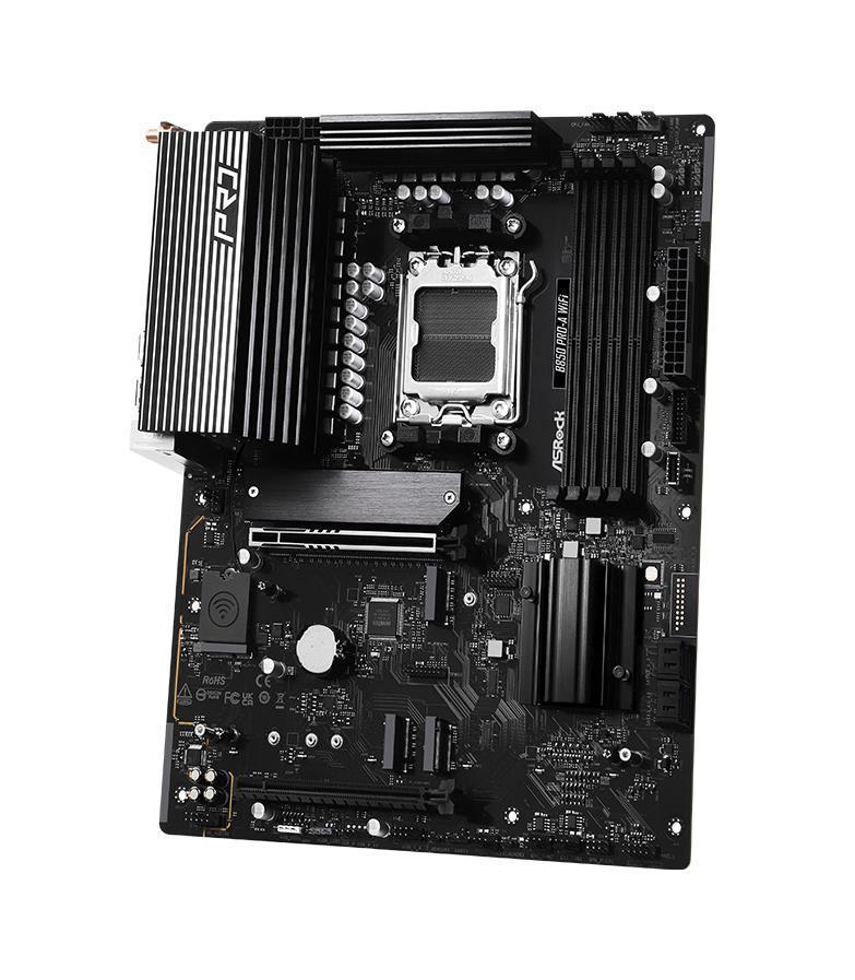 B850M Pro RS WiFi ASRock Socket AM5 AMD B850 Chipset AMD Ryzen 9000, 8000 and 7000 Series Processors Support DDR5 4x DIMM 4x SATA3 6.0Gb/s Micro-ATX Motherboard (Refurbished)