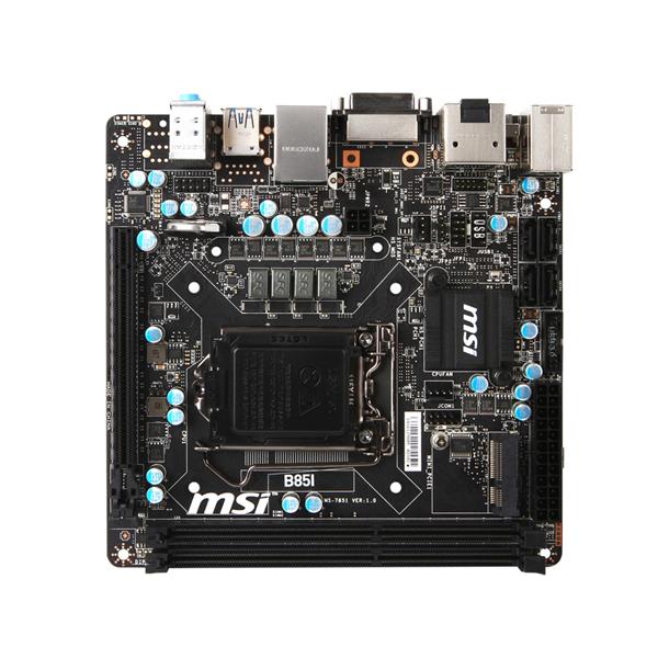 B85I MSI Socket LGA 1150 Intel B85 Chipset 4th Generation Core i7 / i5 / i3 / Pentium / Celeron Processors Support DDR3 2x DIMM 4x SATA 6.0Gb/s Mini-ITX Motherboard (Refurbished)