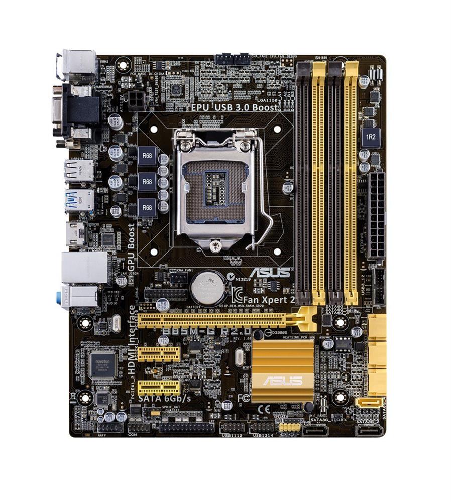 B85M-G-R2.0 ASUS B85M-G R2.0 Socket LGA 1150 Intel B85 Chipset 4th Generation Core i7 / i5 / i3 / Pentium Dual-Core/ Pentium / Celeron Processors Support DDR3 4x DIMM 4x SATA 6.0Gb/s Micro-ATX Motherboard (Refurbished)