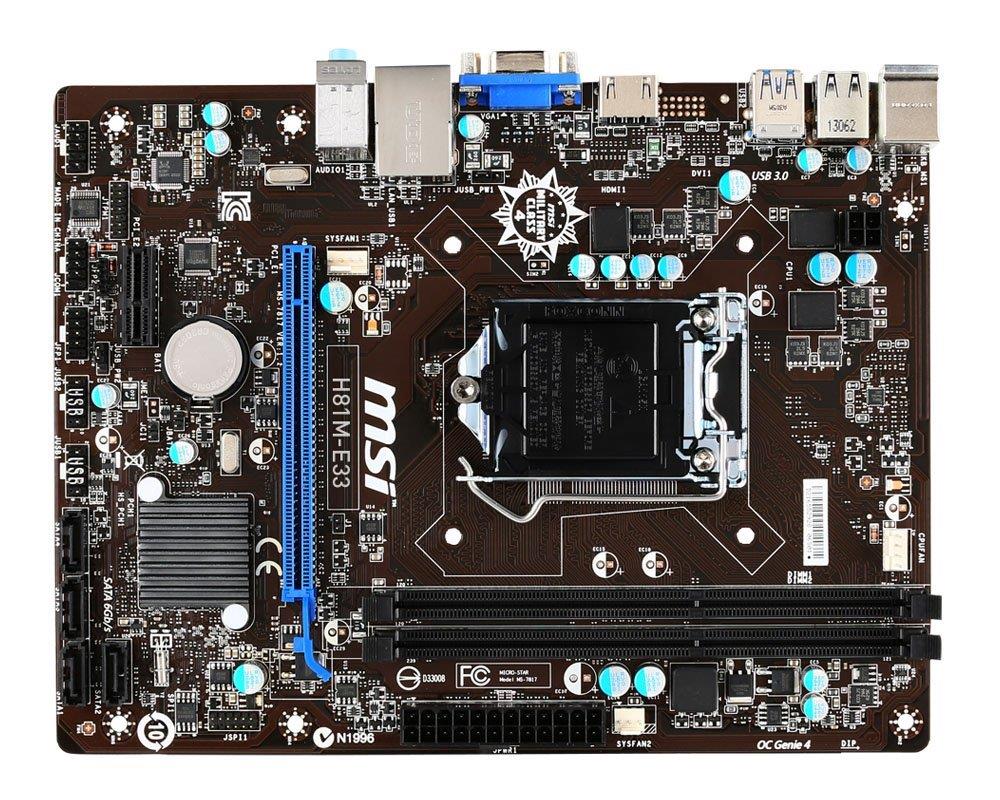 B85M-P33-R MSI B85M-P33 Socket LGA 1150 Intel B85 Chipset Core i7 / i5 / i3 / Pentium / Celeron Processors Support DDR3 2x DIMM 2x SATA 3.0Gb/s Micro-ATX Motherboard (Refurbished)
