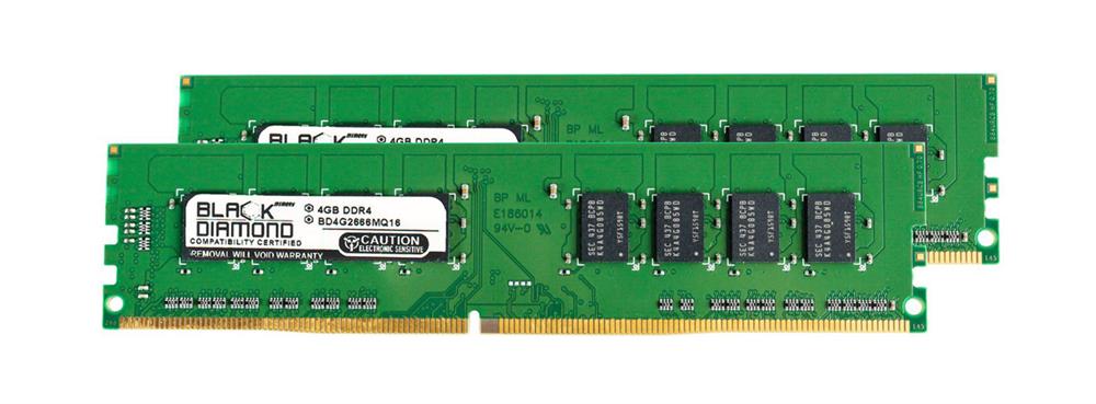 BD4GX22666MQ16 Black Diamond 8GB Kit (2 X 4GB) PC4-21300 DDR4-2666MHz non-ECC Unbuffered CL19 288-Pin DIMM 1.2V Single Rank Memory