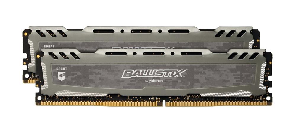 BLS2K16G4D30BESB Crucial Ballistix Sport LT Gray 32GB Kit (2 X 16GB) PC4-24000 DDR4-3000 non-ECC Unbuffered CL16 (16-18-18) 288-Pin DIMM 1.35V Memory