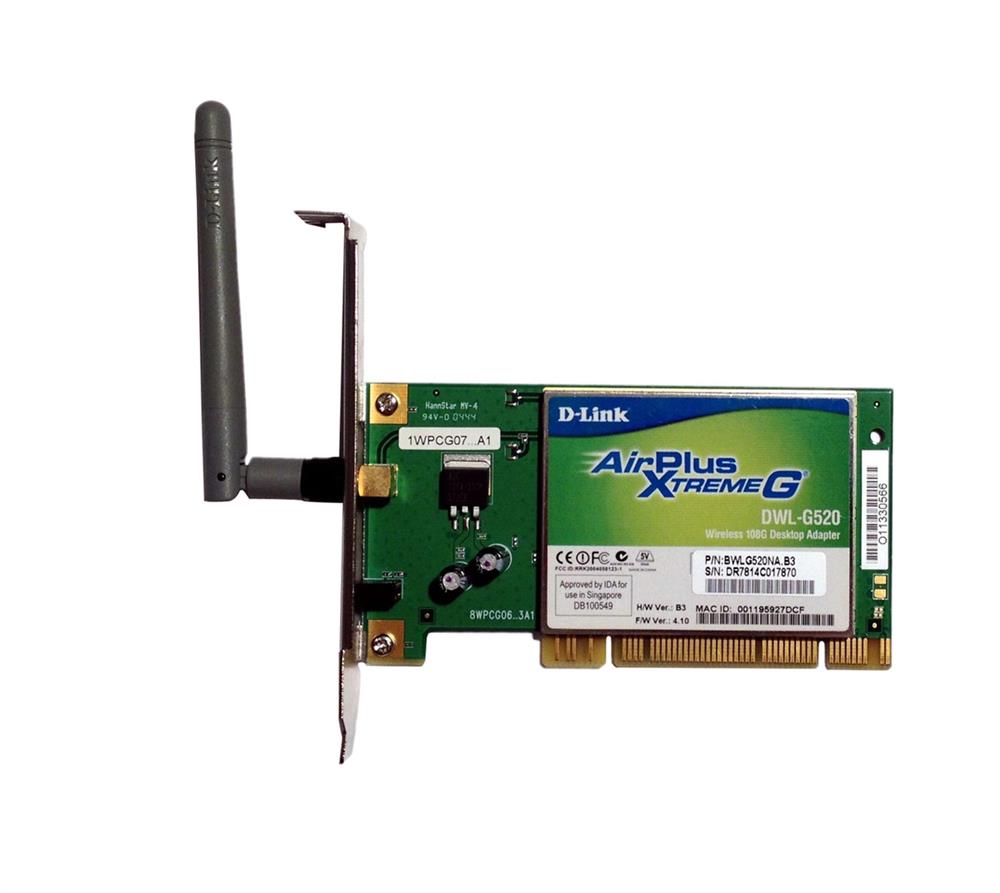 BWLG520NA-06 D-Link Card DWL-G520 Wireless PCI Adapter 802.11g 108Mbps (Refurbished)