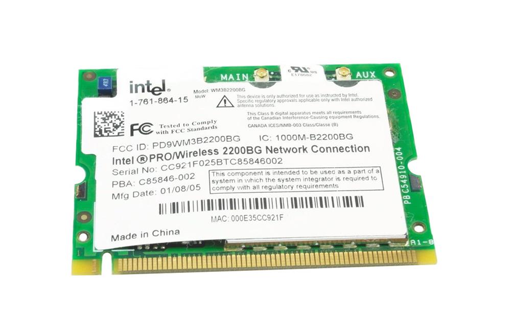 C28569-004 Intel PRO/Wireless 2100 2.4GHz 11Mbps IEEE 802.11b Mini PCI Type 3B Wireless Network Adapter
