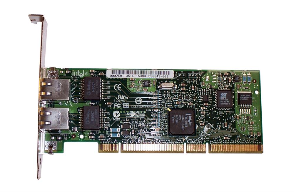 C36649-001 Intel PRO/1000 MT Dual-Ports RJ-45 1Gbps 10Base-T/100Base-TX/1000Base-T Gigabit Ethernet 133MHz PCI-X Server Network Adapter