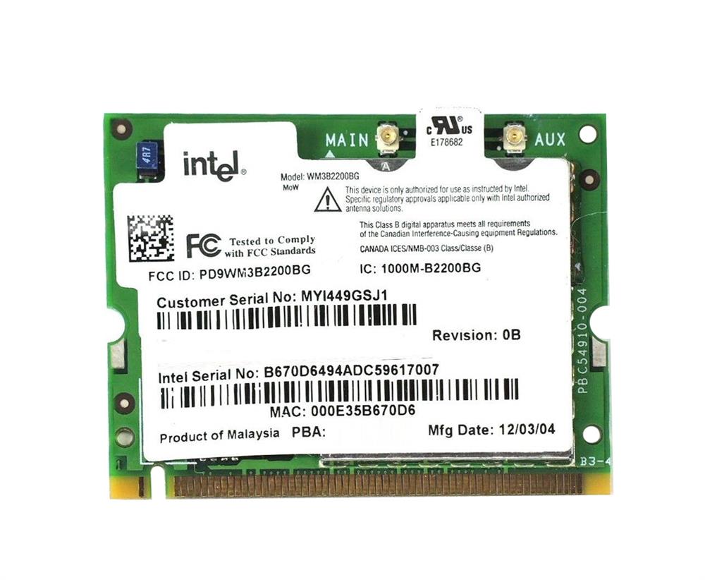 C59686 Dell Pro Wireless 2200bg Lan Mini PCI Card 802.11b/g
