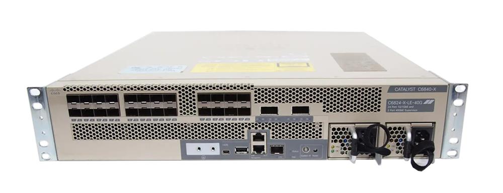 C6824-X-LE-40G-RF Cisco Catalyst 6840-X Series C6824-X-LE-40G 24 x Ports SFP+ 10GBase-X + 2 x Ports QSFP+ 2U Rack-mountable Layer 3 Managed Gigabit Ethernet Network Switch (Refurbished)