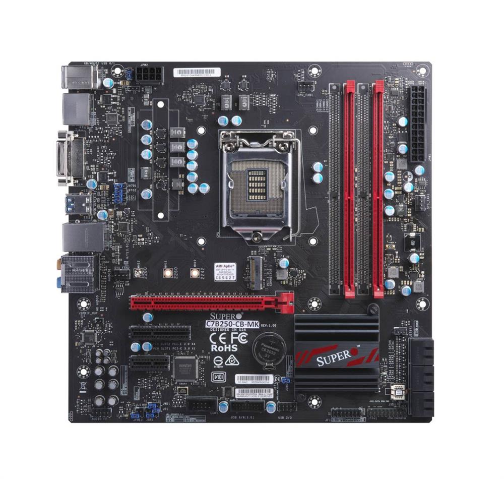 C7B250-CB-MK SuperMicro Socket LGA 1155 Intel B250 Express Chipset 7th/6th Generation Core i7 / i5 / i3 / Pentium / Celeron Processors Support DDR4 2x DIMM 6x SATA3 6.0Gb/s Micro-ATX Motherboard (Refurbished)