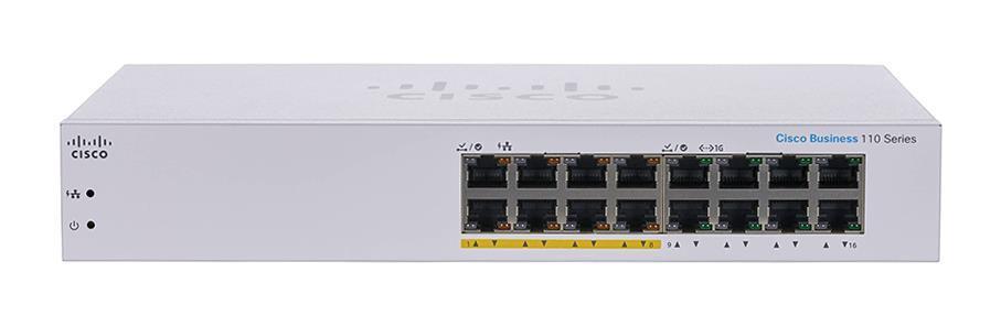 CBS110-16T Cisco Business 110 Series 16 x Ports 10/100/1000Base-T Layer 2 Unmanaged Rack-mountable Gigabit Ethernet Network Switch (Refurbished)