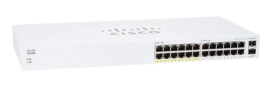 CBS110-24PP Cisco 24x 10/100/1000Base-T (12 x Support PoE Ports) With 2 Gigabit SFP combo Unmanaged Ethernet Switch (Refurbished)