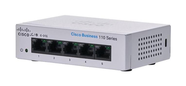CBS110-5T-D-UK Cisco Small Business 110 Series CBS110-5T 5 x Ports 10/100/1000Base-T Layer 2 Unmanaged Desktop Gigabit Ethernet Network Switch (Refurbished)