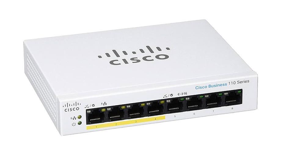 CBS110-8PP-D-RF Cisco Small Business 110 Series CBS110-8PP 4 x Ports PoE 10/100/1000Base-T + 4 x Ports 1000Base-T Layer 2 Unmanaged Desktop Gigabit Ethernet Network Switch (Refurbished)