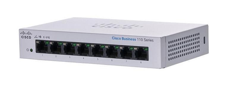 CBS110-8T-D-AR-RF Cisco Small Business 110 Series CBS110-8T 8 x Ports 10/100/1000Base-T Layer 2 Unmanaged Desktop Gigabit Ethernet Network Switch (Refurbished)