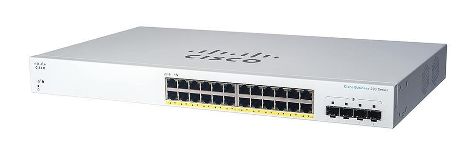 CBS220-24FP-4X-IN-RF Cisco Business 220 Series CBS220-24FP-4X 24 x Ports PoE+ 10/100/1000Base-T + 4 x SFP+ Ports Layer 2 Managed Rack-mountable Gigabit Ethernet Network Switch (Refurbished)
