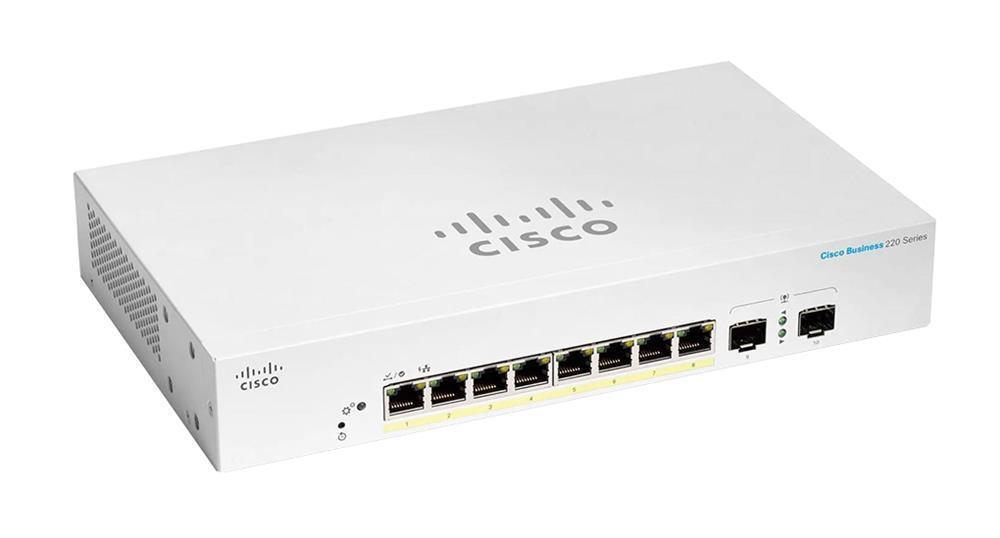 CBS220-8P-E-2G-IN-RF Cisco Business 220 Series CBS220-8P-E-2G 8 x Ports PoE+ 10/100/1000Base-T + 2 x SFP Ports Layer 2 Managed Rack-mountable Gigabit Ethernet Network Switch (Refurbished)