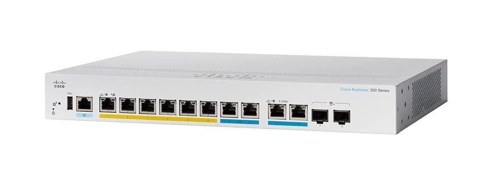 CBS350-8MP-2X-IN-RF Cisco Business 350 Series CBS350-8MP-2X 8 x Ports PoE+ 2.5GBase-T + 2 x Copper/SFP+ Combo Ports Layer 3 Managed Rack-mountable GE Network Switch (Refurbished)