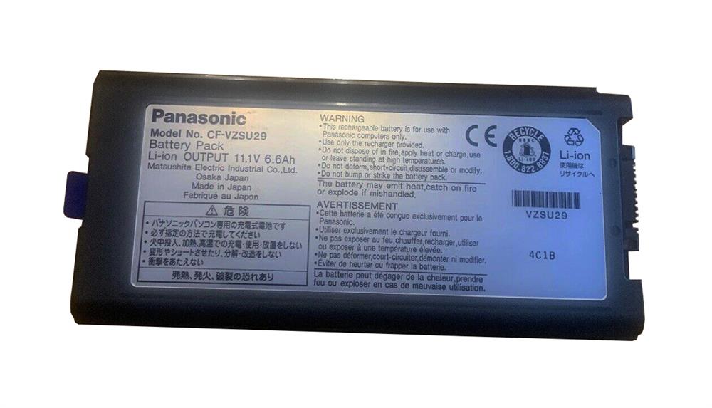 CF-VZSU29 Panasonic Notebook Battery 6600 mAh Lithium Ion (Li-Ion) 11.1 V DC (Refurbished)