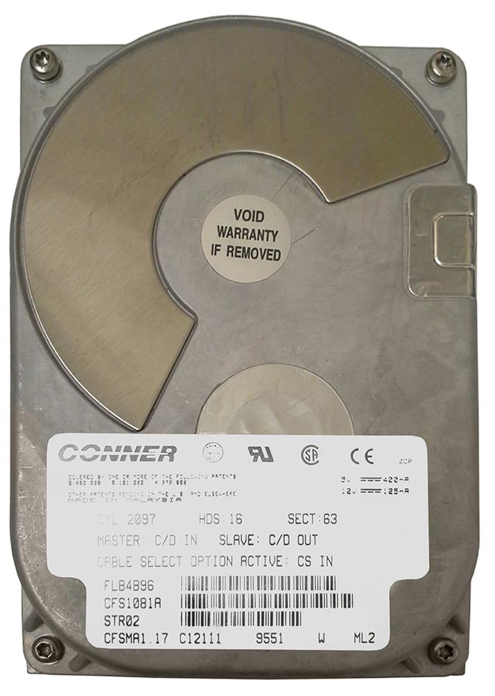 CFS1081A Conner Cabo Stingray 1.08GB 3600RPM ATA/IDE 64KB Cache 3.5-inch Internal Hard Drive