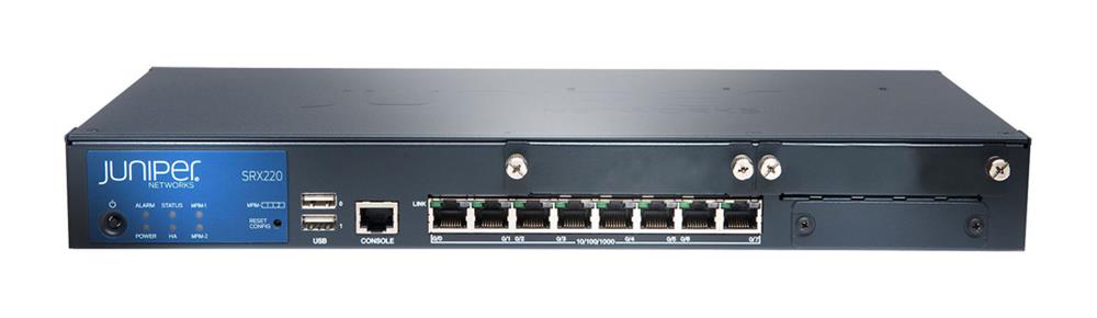 COMBY10ARA Juniper SRX220 Services Gateway with 8 x GE ports 2x mini-PIM slots 2GB Dram and 2GB CompactFlash Card (Refurbished)