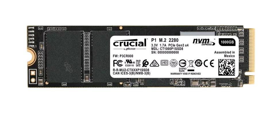 CT1000P1SSD8-E5 Crucial P1 Series 1TB QLC PCI Express 3.0 x4 NVMe M.2 2280 Internal Solid State Drive (SSD)