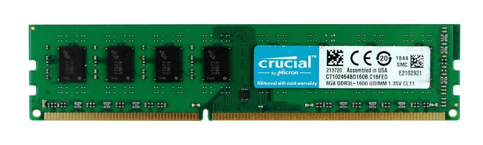 CT102464BD160B Crucial 8GB PC3-12800 DDR3-1600MHz non-ECC Unbuffered CL11 240-Pin DIMM 1.35V Low Voltage Memory Module