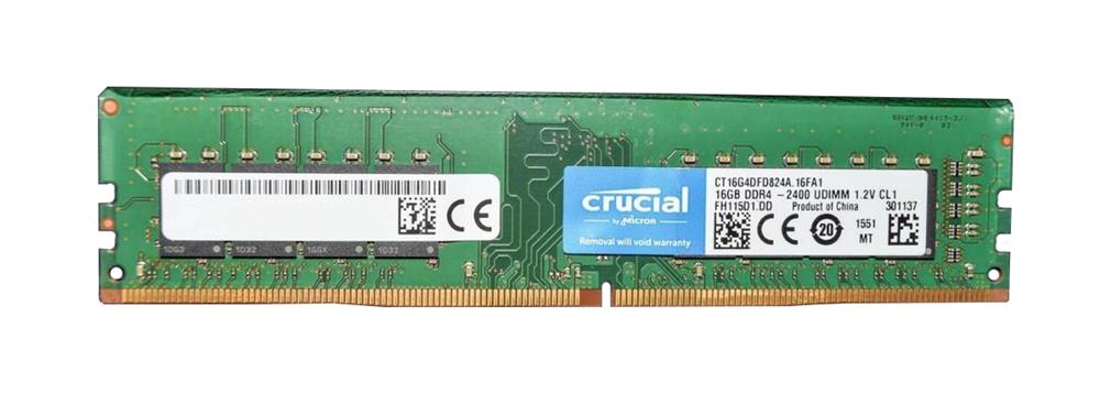 CT16G4DFD824A.16FA1 Crucial 16GB PC4-19200 DDR4-2400MHz non-ECC Unbuffered CL17 288-Pin DIMM 1.2V Dual Rank Memory Module