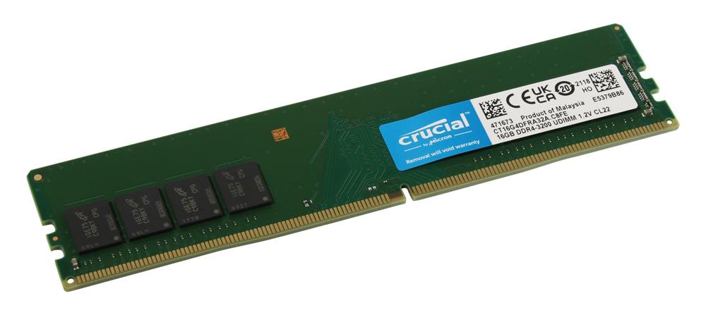 CT16G4DFRA32A.C8FE Crucial 16GB PC4-25600 DDR4-3200MHz non-ECC Unbuffered CL22 288-Pin DIMM 1.2V Dual Rank Memory Module