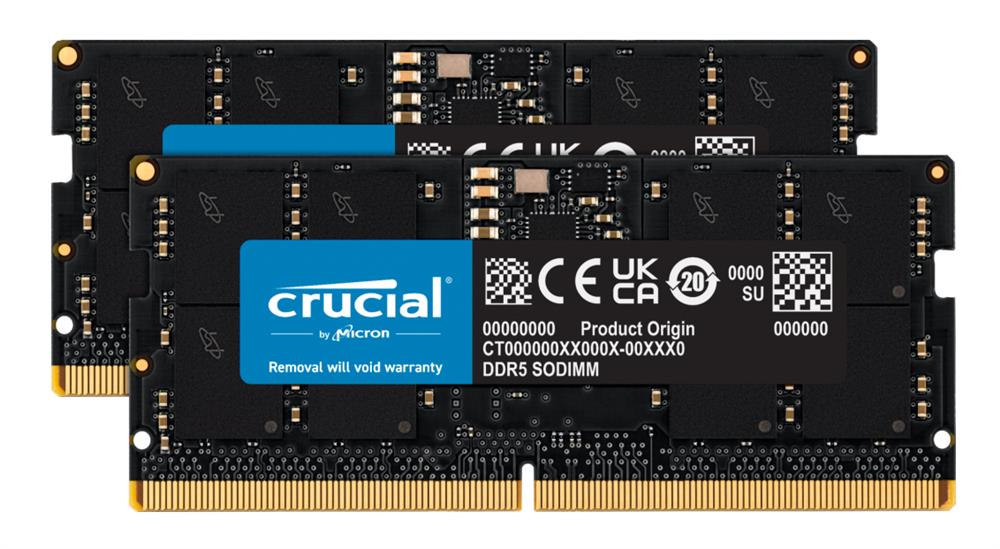 CT2K16G48C40S5 Crucial 32GB Kit (2 X 16GB) PC5-38400 DDR5-4800MHz Non-ECC Unbuffered CL40 260-Pin SoDIMM 1.1V Single Rank Memory Module