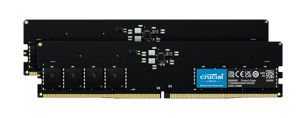 CT2K16G56C42U5 Crucial 64GB Kit (2 X 32GB) PC5-44800 DDR5-5600MHz Non-ECC Unbuffered CL46 288-Pin UDIMM 1.1V Dual Rank Memory Module