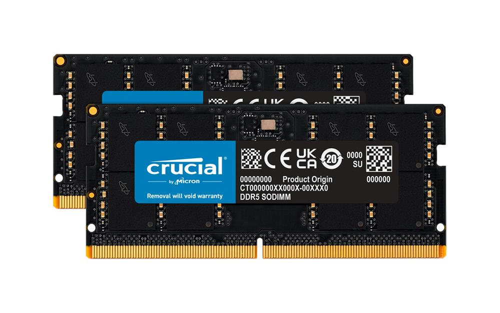 CT2K32G52C42S5 Crucial 64GB Kit (2 X 32GB) PC5-41600 DDR5-5200MHz Non-ECC Unbuffered CL42 262-Pin 1.1V SoDIMM Dual Rank Memory Module