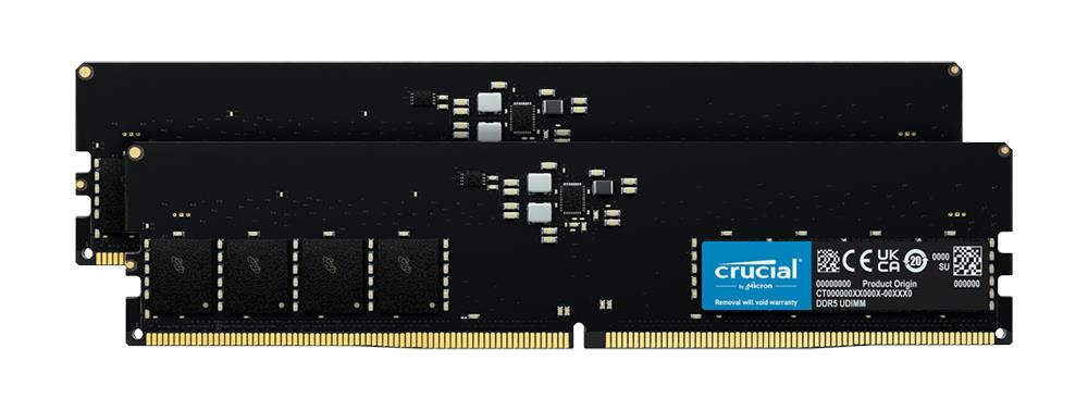 CT2K32G52C42U5 Crucial 64GB Kit (2 X 32GB) PC5-41600 DDR5-5200MHz Non-ECC Unbuffered CL42 288-Pin UDIMM 1.2V Dual Rank Memory
