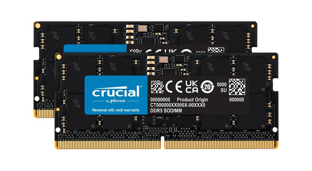 CT2K48G56C46S5 Crucial 96GB Kit (2 X 48GB) PC5-44800 DDR5-5600MHz Non-ECC Unbuffered  CL46 262-Pin SoDIMM 1.1V Single Rank Memory Module