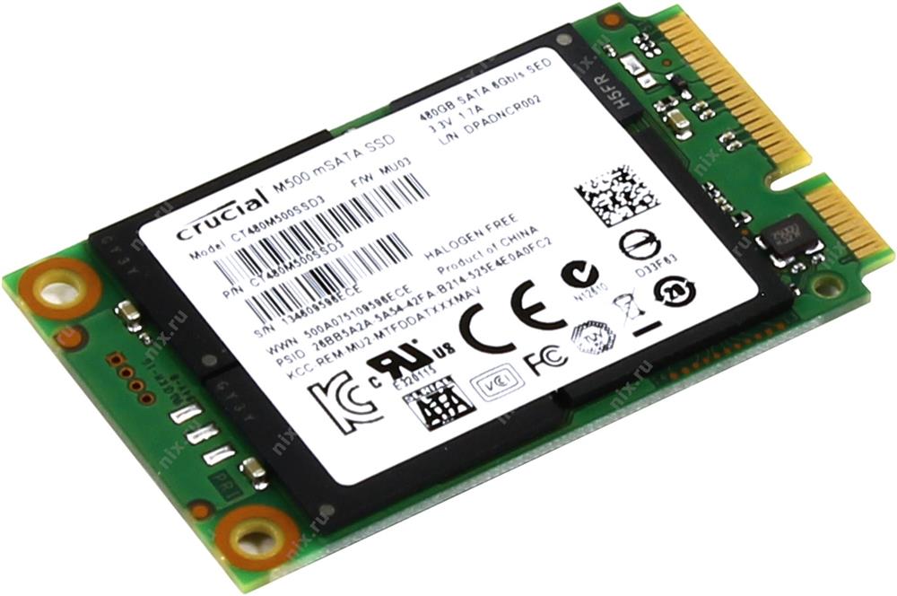 CT480M500SSD3 Crucial M500 Series 480GB MLC SATA 6Gbps mSATA Internal Solid State Drive (SSD)