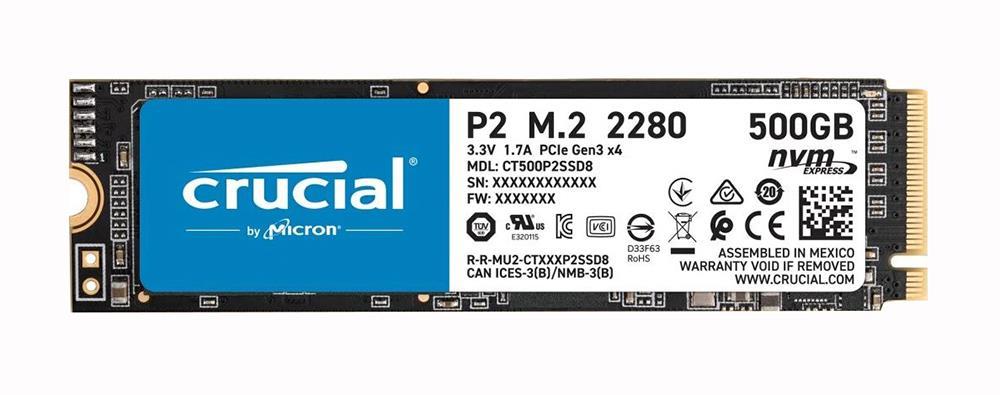 CT500P2SSD8_BIN1 Crucial P2 500GB PCIe M.2 2280 Internal Solid State Drive (SSD)