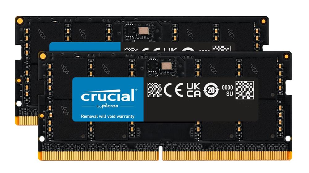 CT52SX64G Crucial 64GB Kit (2 X 32GB) PC5-41600 DDR5-5200MHz Non-ECC Unbuffered CL42 262-Pin 1.1V SoDIMM Dual Rank Memory Module