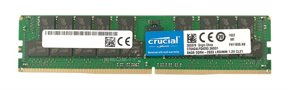 CT64G4LFQ4293 Crucial 64GB PC4-23400 DDR4-2933MHz ECC Registered CL21 288-Pin Load Reduced DIMM 1.2V Quad Rank Memory Module