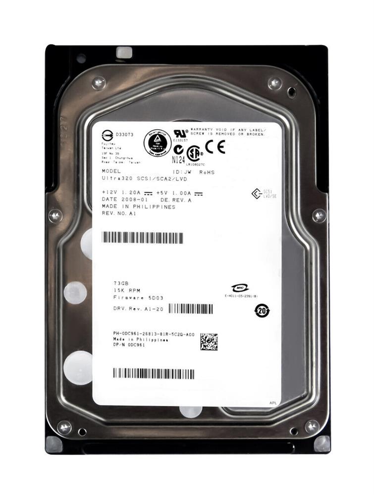 DC961 Dell 73GB 15000RPM Ultra-320 SCSI 80-Pin Hot Swap 8MB Cache 3.5-inch Internal Hard Drive with Tray