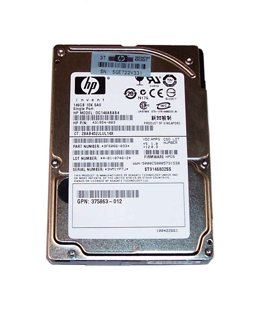 DG146ABAB4 HP 146GB 10000RPM SAS 3Gbps Hot Swap 2.5-inch Internal Hard Drive