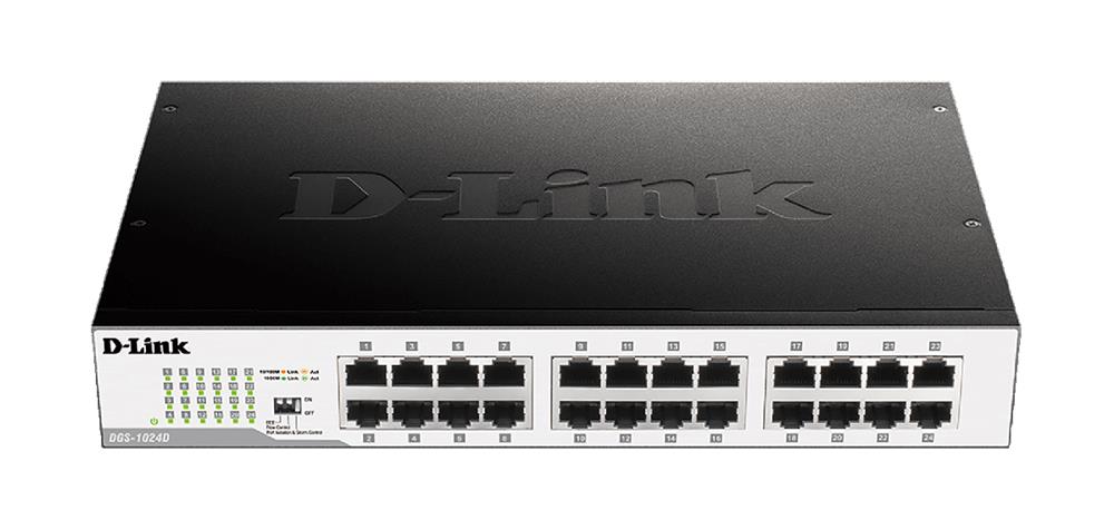 DGS-1024D/B D-Link 24-Ports RJ-45 10/100/1000Mbps 10/100/1000Base-T Gigabit Unmanaged Desktop Switch (Refurbished)
