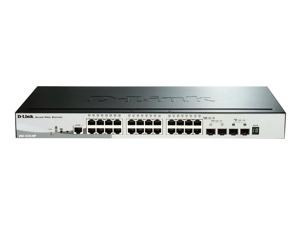 DGS-1510-28P D-Link 28-Ports SmartPro Stackable PoE/PoE+ Switch with 2x Gigabit SFP Ports and 2x 10Gbps SFP+ Ports (Refurbished)