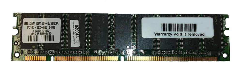 DP100-072083A Dane-Elec 64MB PC100 100MHz ECC Unbuffered CL2 168-Pin DIMM Memory Module