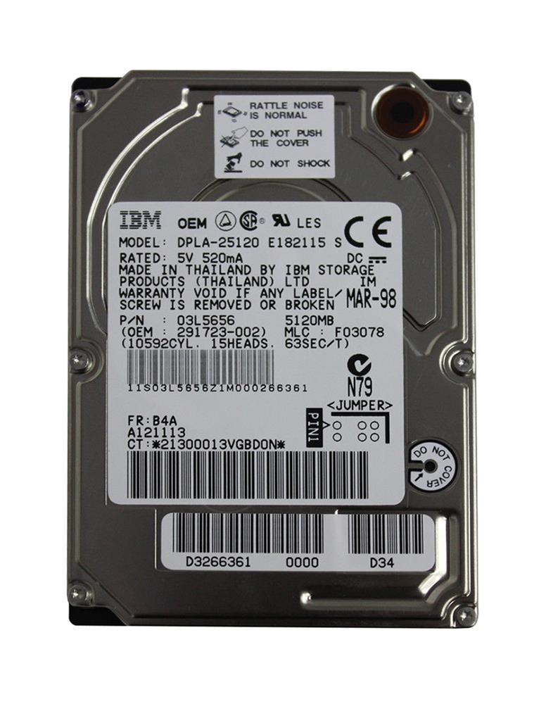 DPLA-25120 IBM Travelstar 5GS 5.1GB 4900RPM ATA-33 468KB Cache 2.5-inch Internal Hard Drive