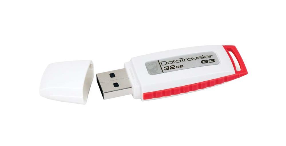 DTIG3/32GBZ Kingston DataTraveler G3 32GB USB 2.0 Flash Drive (White / Red)