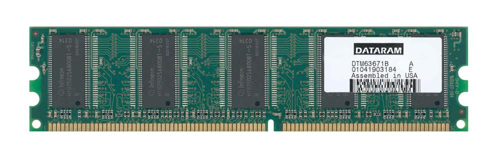 DTM63671B Dataram 256MB PC3200 DDR-400MHz ECC Unbuffered CL3 184-Pin DIMM Memory Module